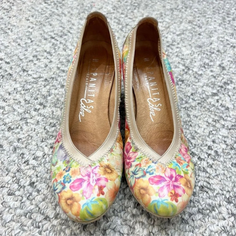 Hispanitas floral patent leather wedge heels EU 36